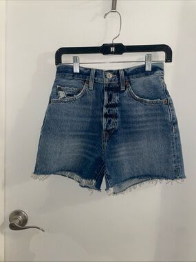 RE/DONE size 24 x 3” 50’s Cutoff Denim Blue distressed five pocket jean Shorts